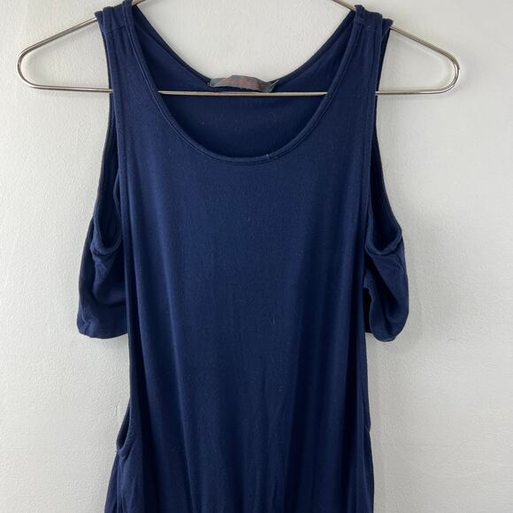 FEEL THE PIECE by TERRE JACOBS Navy Blue Short Sleeve Cold Shoulder Romper XS/S - Picture 2 of 6